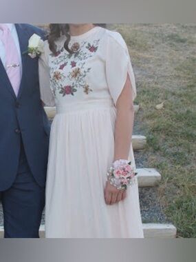 Polagram light pink maxi embroidered floral dress